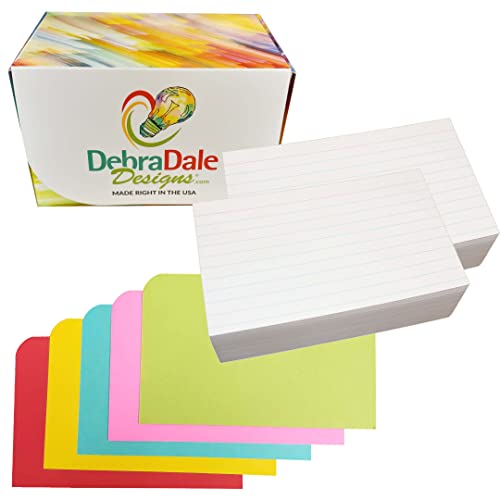 Debra Dale Designs - 3 X 5 Ruled Index Cards - White - 200 Cards With Dividers - Filing Storage Box - Super Thick Extra Heavy 200# Index Tag Card Stock - 326 Gsm #TOP16