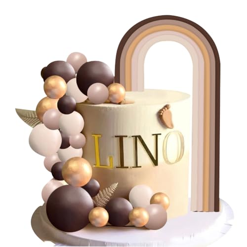 OPVXZAD 36 peças ornamentos para arco-íris bolos de bola Cake Topper bolas decoradas cor café pauzinhos para decoração de bolos bolas para decoração de bolos, festa de aniversário infantil