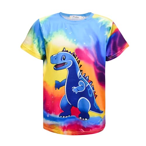 Image of Boys Tie Dye Shirts 3-12 Years Hippies Senior Crewneck Short Sleeve Rainbow Tee for Kids (US, Age, 3 Years, 5 Years, Dinosaur)