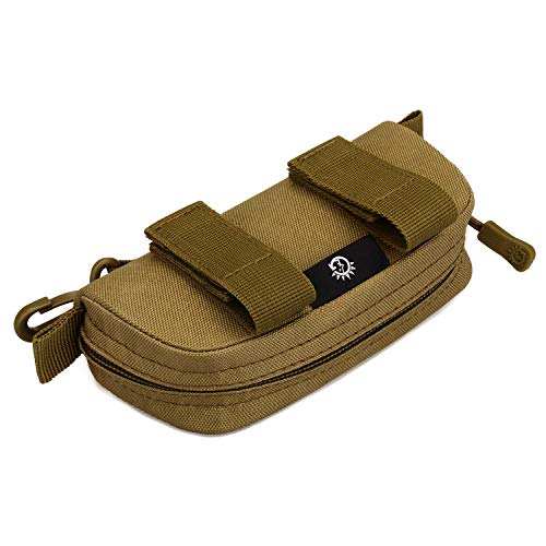 Huntvp Eyeglasses Hard Case Tactical Molle Zipper Sunglasses Carrying Case 1000D Nylon With Clip (Coyote Brown) #TOP26
