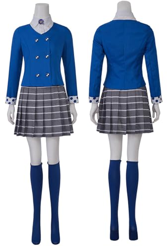 Veronica Sawyer Cosplay Shirt Dress School Uniform Veronica Halloween Costume Heathers Musical Skirt for Women (Blue, Medium)