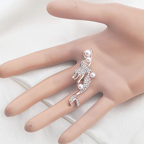 Bobauna Mermaid Pearl Rhinestone Brooch Pins Natural Wedding Party Jewelry Clothes Accessorie For Women Girls (Mermaid Pearl Brooch) #TOP4