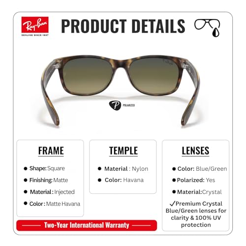 Image of Ray-Ban RB2132 NEW WAYFARER CLASSIC Square Shaped Sunglasses for Men & Women with Official RAYBAN Eyewear Kit