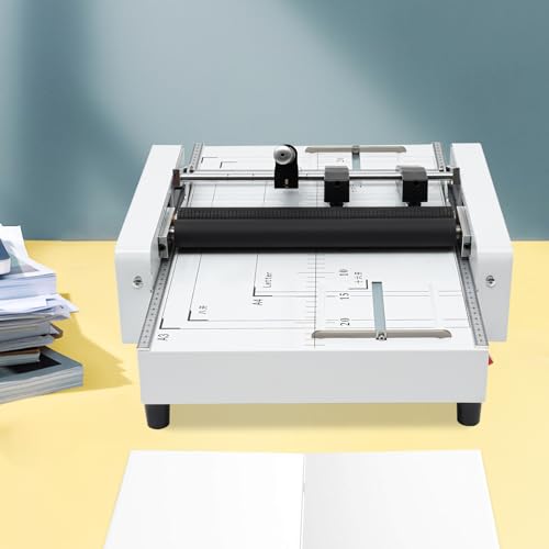 A3 Booklet Binding & Folding Machine, 110V 60W A3 MAX 11.7\" × 16.5\" Paper Folding and Binding Machine, Booklet Folder Stapler Stapling Machine for Schools Print Stores, Offices - Thumbnail 2
