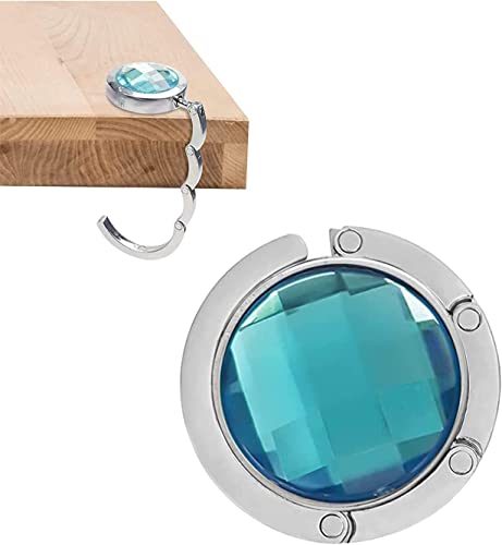 Colgador de bolso plegable antideslizante, gancho bolso portátil, cristal gancho de bolso plegable portátil, para mesa, restaurante, oficina, bares y cafés, regalo para niña/mujer, azul cielo Cover