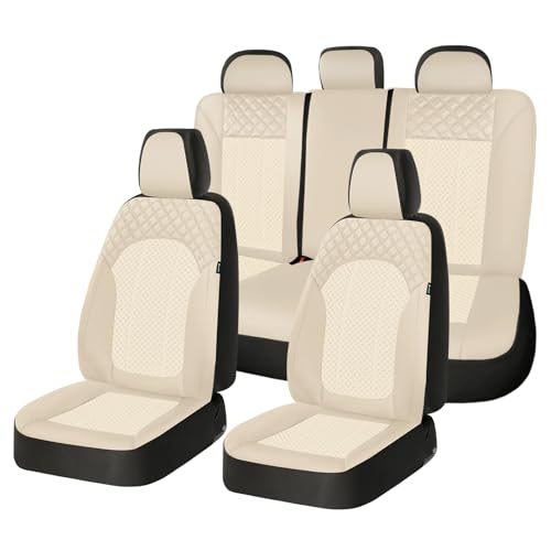 Housses de siège de voiture en cuir PU beige Florich pour des voyages en famille confortables