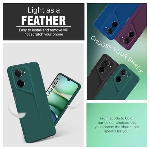 Image of WOW IMAGINE Slim Back Cover for Redmi A5 | Poco C71 | Blade Series Ultra Thin Case with Lightweight Design | Camera Protection | Soft Matte Silicone Flexible Mobile Case - Green