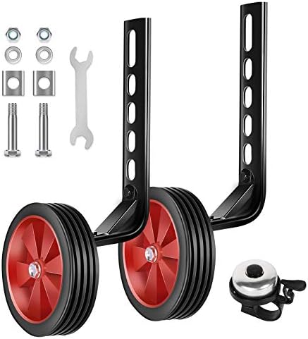 BNKIHDD Bicycle Training Wheels for Kids Stronger Version Replacement Adjustable Bicycles Stabilizer for Children, Suitable for 12/14/ 16/18/ 20/ inch Children's Single Speed Bikes (red)