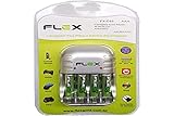 Carregador De Pilhas, Flex, Bivolt, Para 4 Pilhas, 1100 mAh, Branco