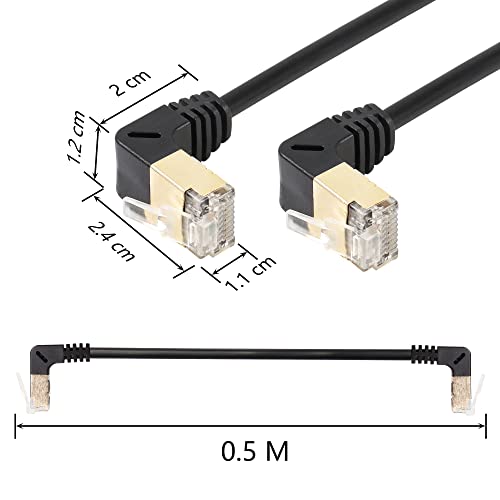 SinLoon RJ45 Cat8 Ethernet Cable,90 Degree Male to Male High Speed Cat8 Network Cable,40Gbps 2000Mhz SFTP Patch Cord For Router Modem Server (down to down) - Image 2