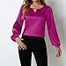 Silk Like Satin Women's Long Sleeve Casual Blouse Elegant and Stylish Top for Every Occasion Women T Shirts Blouses (L) R Hot Pink