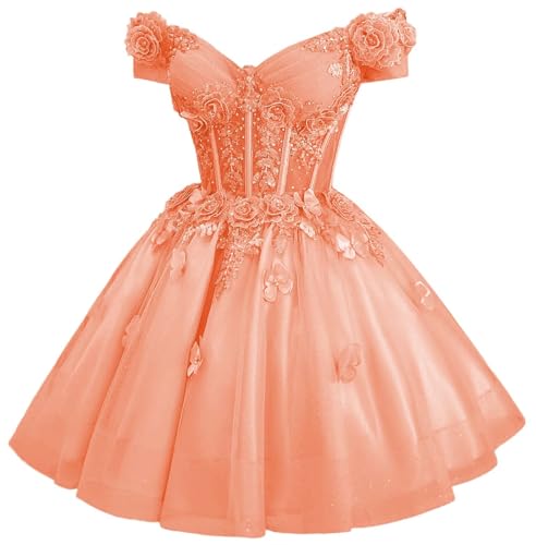 Image of Zhangyo Sparkly Tulle Homecoming Dresses for Teens Off Shoulder DAMA Dress