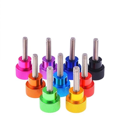 ネジ 1/4-20 UNC スレッド カラフル アルミ ローレットヘッド ステンレススチール 手締めボルト ?(Black,8MM (2PCS)_1I4-20 UNC)