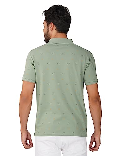 Image of PRORIDERS Half Sleeve Cotton Blend Regular Fit Men's Polo with Snap Button and Floral Print for Casual wear T-Shirt