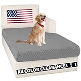 【Clearance】 Sectional Couch Covers for L Shaped Chaise Lounge 1 Piece Separate Cushion Couch Universal Replacement Large Checkered Furniture Protector with Elastic Bottom (Chaise Cover, Light Gray)