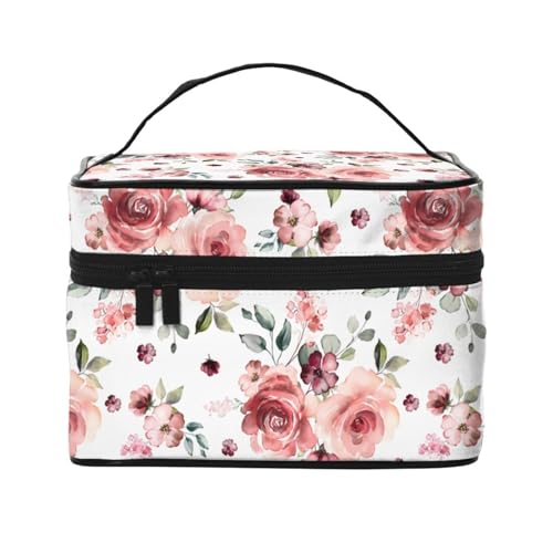 化粧ポーチ レディース メンズ ポーチ 薔薇 花 赤い 花柄 持ち運び メイクポーチ かわいい 旅行用 コスメポーチ 化粧品 収納 バニティポーチ おしゃれ ギフト KHIY021