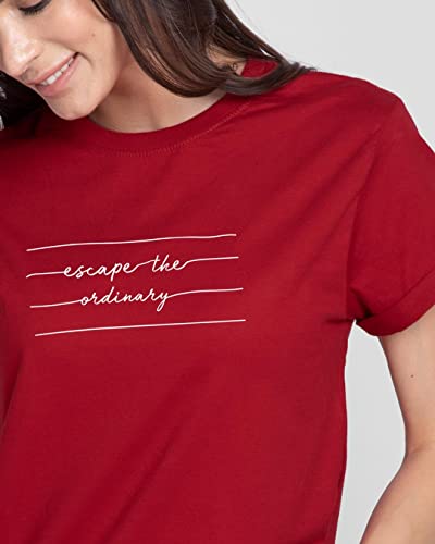 Image of Bewakoof Women's Typography 100% Cotton T-Shirt - Boyfriend Fit, Round Neck, Half Sleeves