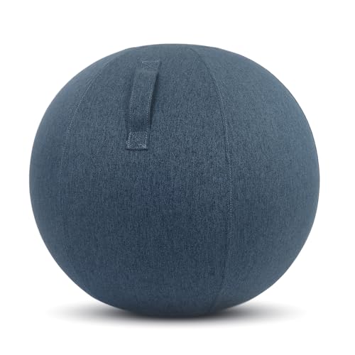 Kenoko - Balón ergonómico para oficina, asiento NAMI, 65 cm, ideal para oficina, yoga y embarazo | Revestimiento lavable | Bola inflable con bomba incluida | Color: azul oscuro