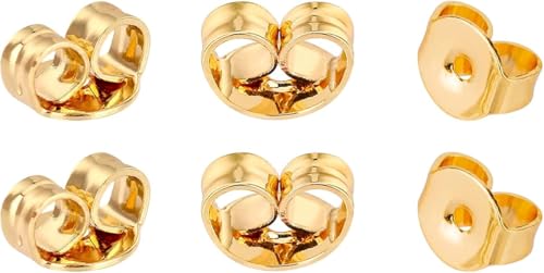 AIEX 6 Piezas / 3 Pares de Tapones para la Espalda de Pendientes de oro, Bloqueo Seguro de Oreja de Repuesto para Aretes, Fabricación de Joyas, oro, 6x5 mm