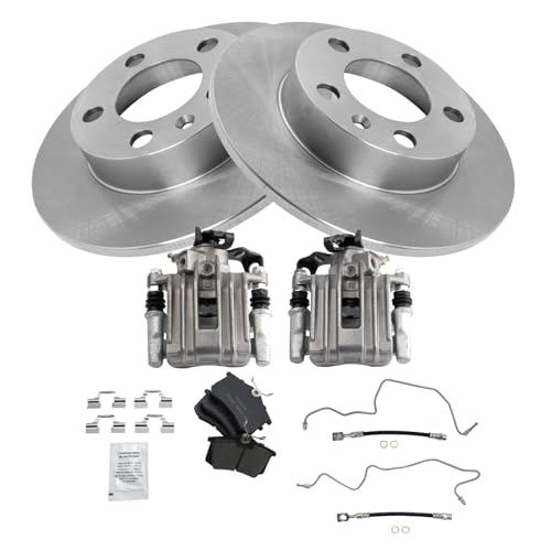 Image of TRQ Rear Brake Pad and Rotor Set Ceramic Rotors Calipers Compatible with 2007-2010 Volkswagen Beetle 1999 Golf