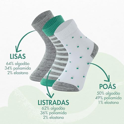 MASH Kit 9 Pares Meias Bebê Recém Nascido Menina Infantil Criança Cano Médio, KIT - B, 28-33