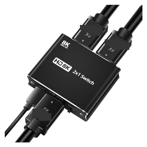 Répartiteur de commutateur HDMI Adaptateur de commutation HMI 2.1, commutateur 8K, 4K @ 120Hz, 1080p, 8K, 2x1, convertisseur vidéo for PS4, PS5, caméra, ordinateur portable, PC vers projecteur TV pour