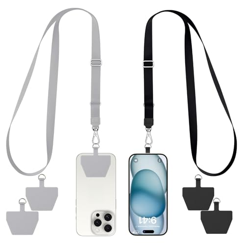 Flintronic Mobile Phone Lanyard, 2PCS Adjustable Collar Lanyard with 4 Patches, Adjustable Universal Cell Phone Cord Strap for Neck Straps Crossbody Strap Wrist Strap, Compatible with most phone Cases