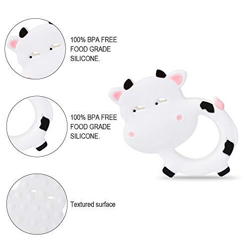Amazingm Cow Sensory Chew Teether For Boys And Girls,Food Grade Silicone Safety Pendant Chewy Teething Toy For Kids With Autism, Adhd,Oral Motor,Teething,Biting Needs #TOP1