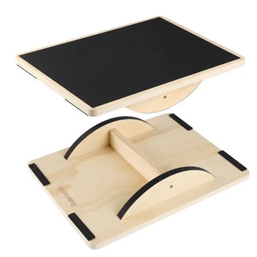 Image of Professional Wooden Balance Board for Adults-Anti-Slip 350LBS Wobble Board for Physical Therapy Standing Desk Core Strength-Rocker Board Balancing Board (Classic)