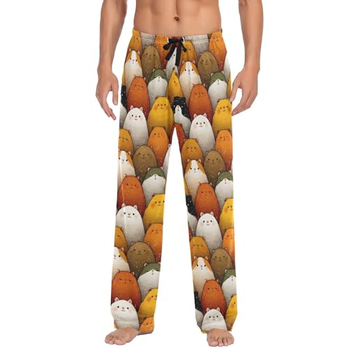 AIXIWAWA Mens Pajama Pants Sleep Lounge Wear Bottoms with Pockets Drawstring Guinea Pigs Print S