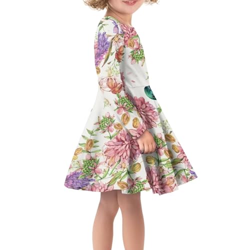 Thin Fall Dress for Girls Casual Cute Long Sleeve Swing Skater Dress Funny Print Party Outfits2