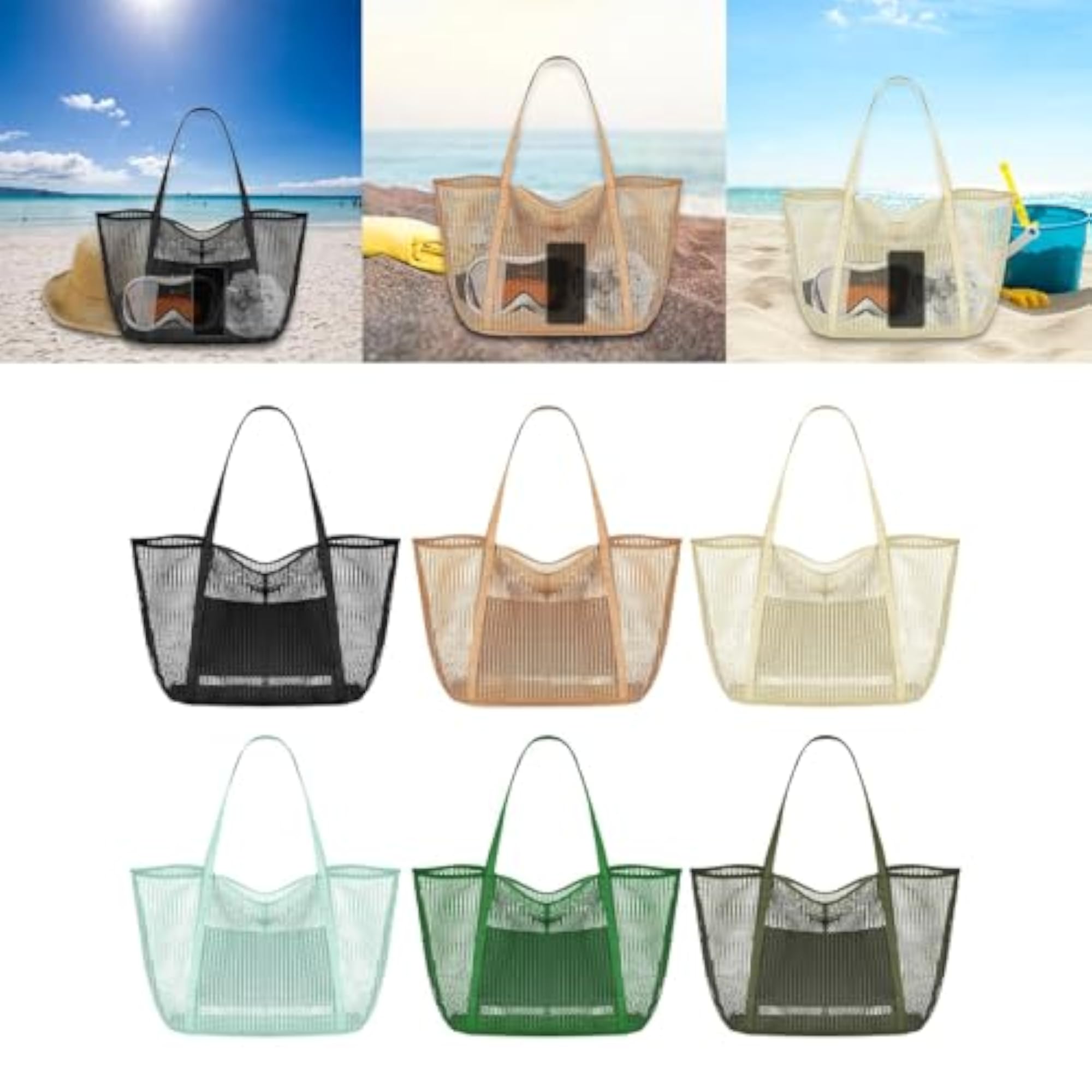 Mesh Beach Tote Bag, Large Capacity Storage Bag for Shopping
