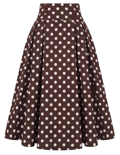 Image of Belle Poque Women's Midi Pleated A-Line Skirts Pockets