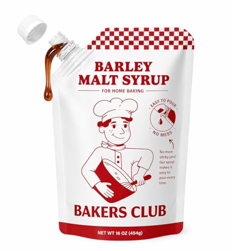 Image of Bakers Club Barley Malt Syrup 16oz - Authentic Malty Flavor for Bagels, Pretzels, Bread & Baked Goods - Enhances Crust, Color & Sweetness - Non-GMO, Traditional Malted Barley Syrup - Made in USA
