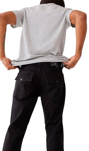 True Religion Men's Ricky Low Rise Straight Leg Jean with Back Flap Pockets, 2SB BODY RINSE BLACK, 283