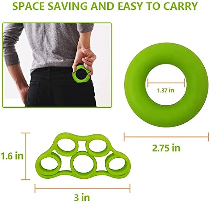 3PCS Hand Grip Strengthener Kit, Stretcher Trainer Strength Finger Exerciser with Stress Relief Ball Ring to Relieve Wrist Thumb Pain Great for Athletes Musicians Rock Climbing