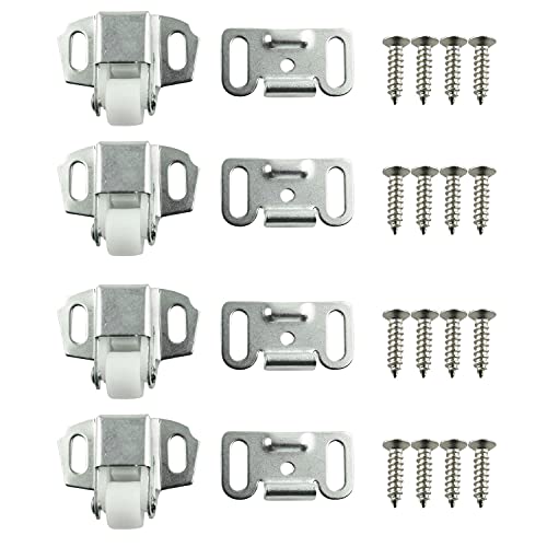 RLECS Single Roller Catch 4Sets Single Roller Suction Buckle with Screws for Overlay Cabinet Door