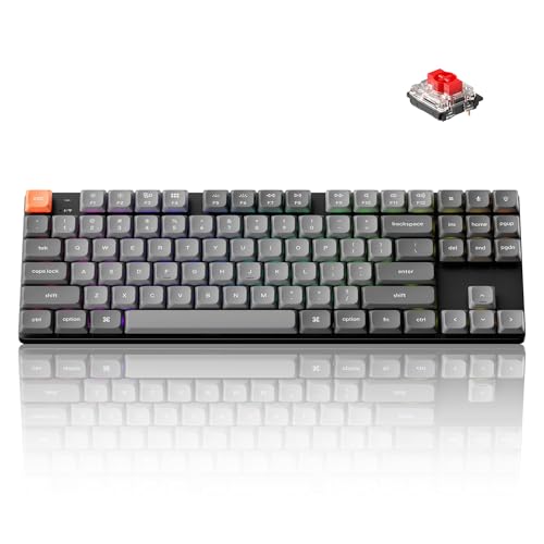 Image of Keychron K1 Max Ultra-Slim Wireless Mechanical Keyboard, 80% TKL Layout Bluetooth /2.4 GHz /Wired Keyboard with Low-Profile Gateron Red Switch, Hot-Swappable, RGB Backlit QMK for Mac Windows Linux