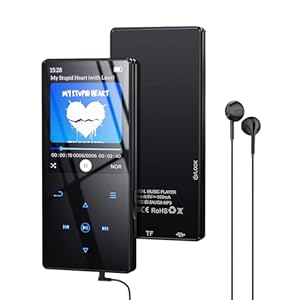 Yottix 64GB MP3 Player with Boosted Bluetooth 5.0, Music Player Features HD Speaker, 2.4″ Screen, Touch Buttons, Expandable SD Card Slot, Supports FM Radio, Voice Recording, E-Book, and More