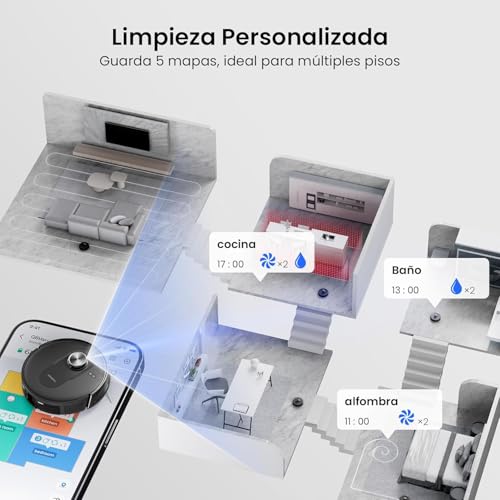 Proscenic Robot Vacuum Cleaner with Mop, 8000Pa Strong Suction, Up to 8 Weeks of Hands Free Cleaning, Smart Obstacle Avoidance, Lidar Navigation, APP/Remote/Voice Control, for Floors Carpets - Image 6