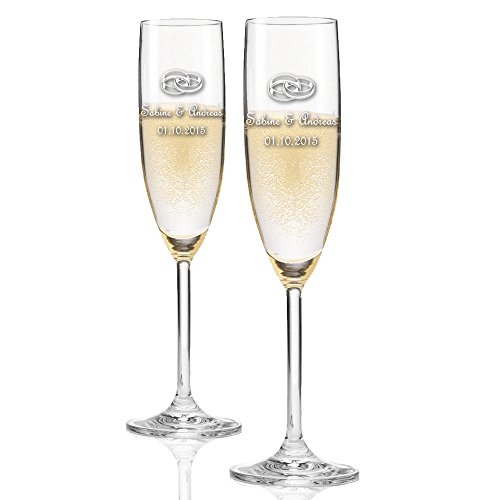2 Sektgläser mit Gravur Ringe im Doppelpack | 2er Sektglas-Set von Leonardo | Hochzeitsgeschenke | Gastgeschenke | Sektglas mit Gravur zur Hochzeit Cover