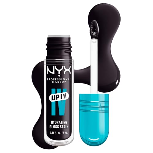 NYX Lip Gloss Professional Makeup Lip IV Lip Stain 1-Swipe Vitamin-Infused Longwear Color Hydrating Gloss Up to 12HR Hydration High Pigment Wet Shine Finish Vegan Korean Makeup Grape Gushin