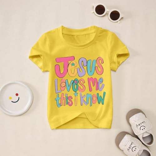 Image of BINTEHGS Jesus Shirts for Kids Christian Graphic Tees for Girls Religious God Tshirts Inspirational Bible Verse Cute T-Shirts