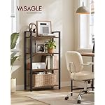 VASAGLE 4-Tier Bookshelf, Bookcase with Steel Frame, Book Shelf for Living Room, Home Office, Study, 11.8 x 26 x 47 Inches, Industrial Style, Rustic Brown and Ink Black ULLS60BX - Image 2