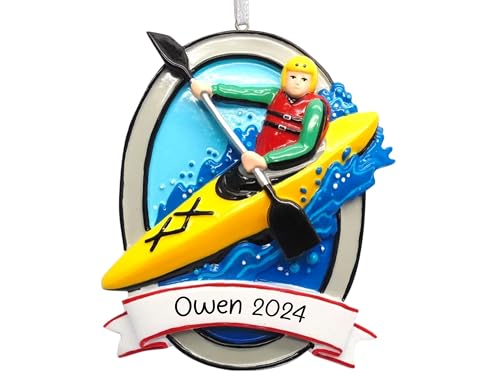 UniqXmas Personalized Kayaking Boy Christmas Ornament 2025
