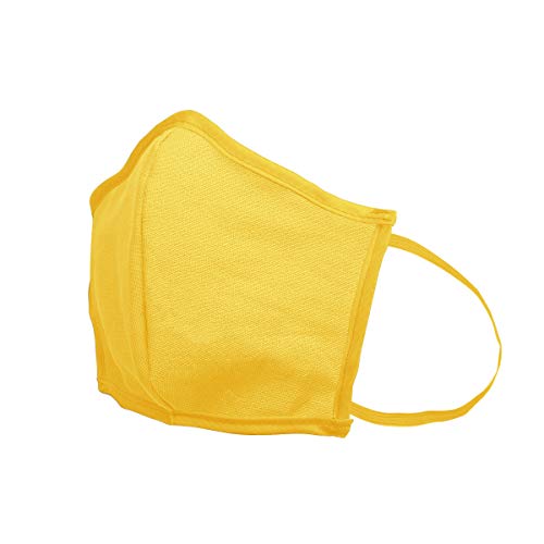 Fold Flat Canvas Cloth Reusable Washable Safety Face Mask with Elastic Strap (Daffodfil, 3-Pack)