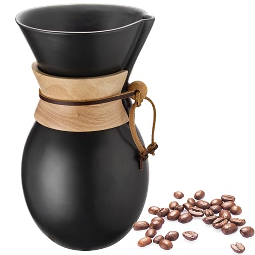GAIAKALLON Ceramic Pour Over Coffee Maker with 20 pcs Paper Filter, 8-Cup, 34oz, Pour Over Coffee Dripper
