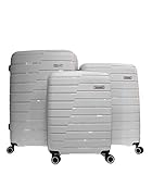 Alexander Set 3 Maleta Polipropileno de Viaje Equipaje Avión Estructura Ligera Impermeable con Cerradura Asa Telescópica 8 Ruedas (Gris, Set 3)