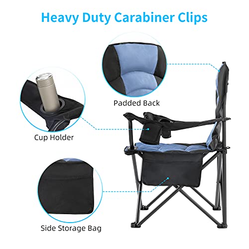 Lamberia Oversized Portable & Folding , Huge Camping Chair With Cup Holder And Storage Pocket Carry Bag, Heavy Duty Steel Frame, Padded Chair For Outdoor #TOP5