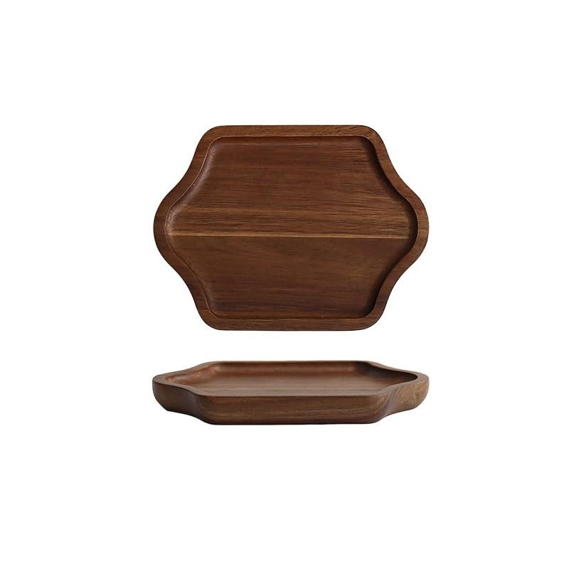 Plateau de Rangement de Bureau en Bois Massif pour Tasses et Thé